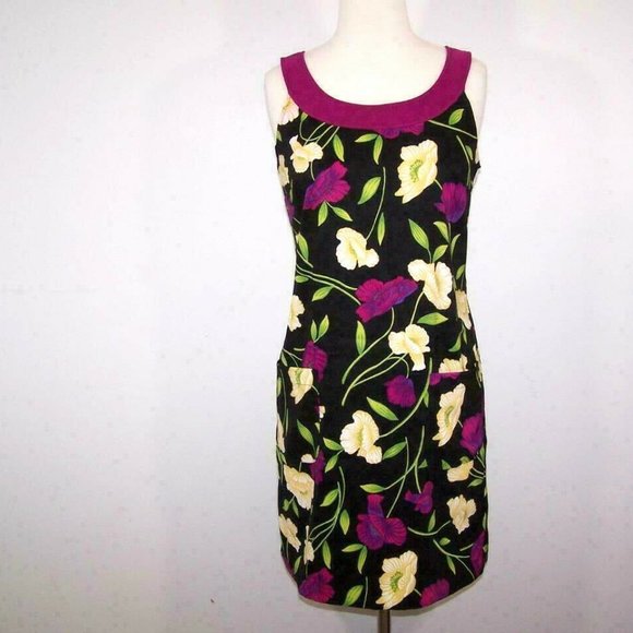 dressbarn Dresses & Skirts - Dressbarn Dress Womens 10 Sleeveless Open Back Stretch Sheath Colorful Floral
